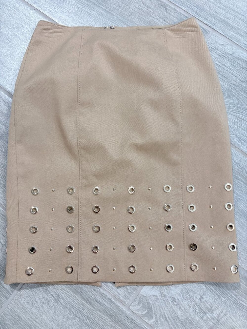 White House Black Market pencil skirt with gold grommets